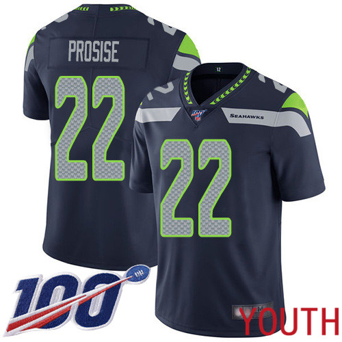 Seattle Seahawks Limited Navy Blue Youth C. J. Prosise Home Jersey NFL Football #22 100th Season Vapor Untouchable->youth nfl jersey->Youth Jersey